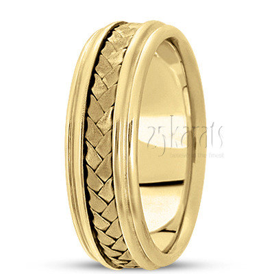 Tri-Tone Hand Braided Wedding Ring  - view 3