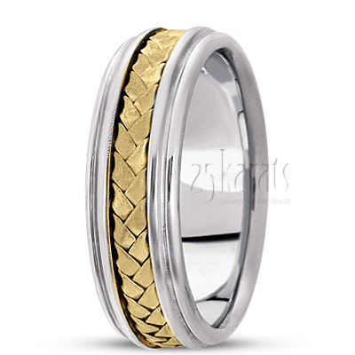 Tri-Tone Hand Braided Wedding Ring  - view 4