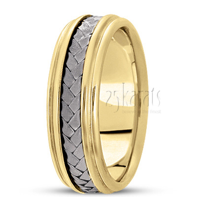 Tri-Tone Hand Braided Wedding Ring  - view 5