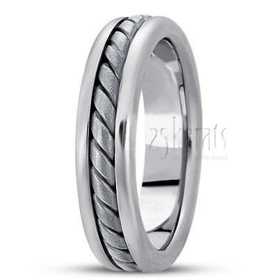 Classic Satin Finish Hand Woven Wedding Band  - view 2