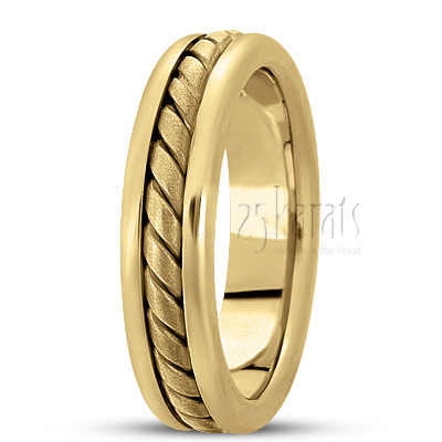 Classic Satin Finish Hand Woven Wedding Band  - view 3