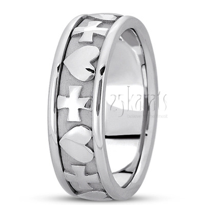 Cross & Heart Christian Wedding Ring  - view 2