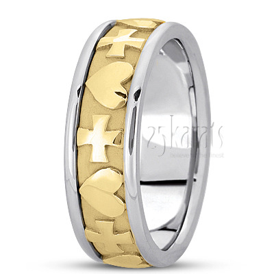 Cross & Heart Christian Wedding Ring  - view 3