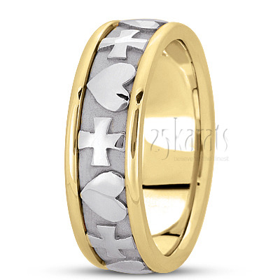 Cross & Heart Christian Wedding Ring  - view 4