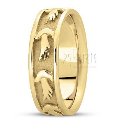 Dove Motif Religious Wedding Ring  - view 2