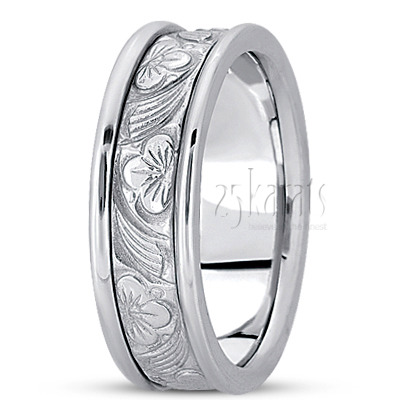 Floral Design Antique Wedding Band - view 2