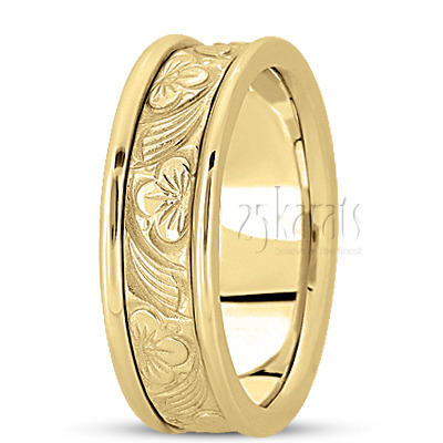 Floral Design Antique Wedding Band - view 3