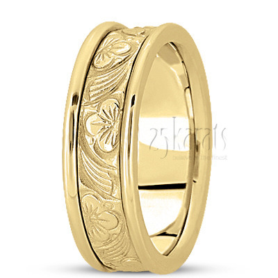 Floral Design Antique Wedding Band - view 3 of 4