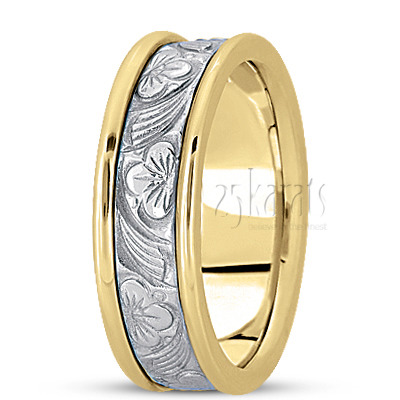 Floral Design Antique Wedding Band - view 4