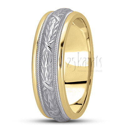 Solid Milgrain Antique Handmade Wedding Band  - view 4