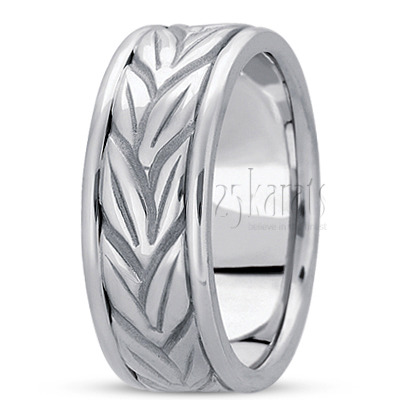 Leaf Motif Antique Handcrafted Wedding Ring - view 2