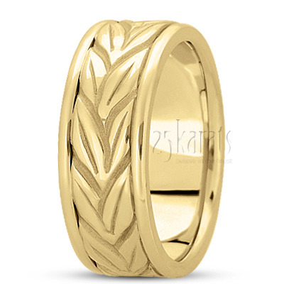 Leaf Motif Antique Handcrafted Wedding Ring - view 3