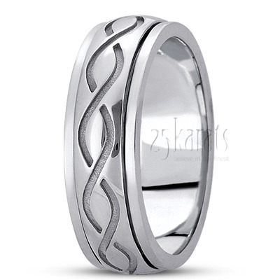 Exquisite Incised Celtic Wedding Band  - view 2