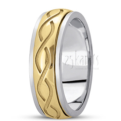 Exquisite Incised Celtic Wedding Band  - view 3