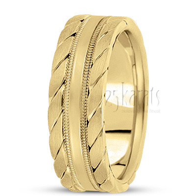 Fine Braided Edge Handmade Wedding Ring  - view 2