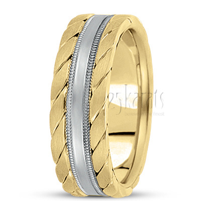 Fine Braided Edge Handmade Wedding Ring  - view 4