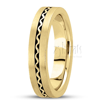 Modern Flat Handmade Wedding Ring  - view 2