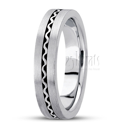 Modern Flat Handmade Wedding Ring  - view 4