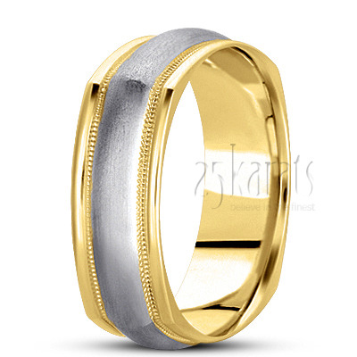 Traditional Milgrain Square Wedding Band  - view 5