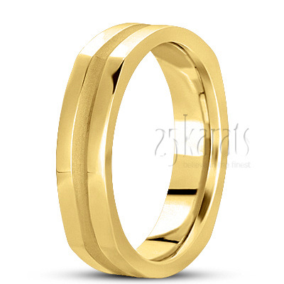 Deeply Carved Square Wedding Ring  - view 2