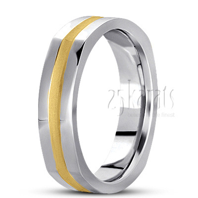 Deeply Carved Square Wedding Ring  - view 3