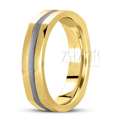 Deeply Carved Square Wedding Ring  - view 4