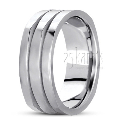 Exquisite Incised Four Sided Wedding Band  - view 2