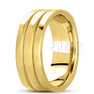 Exquisite Incised Four Sided Wedding Band  - view 3