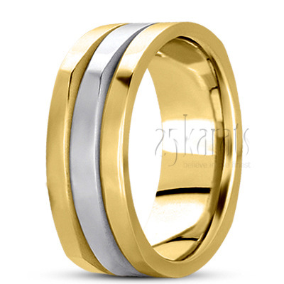 Exquisite Incised Four Sided Wedding Band  - view 4