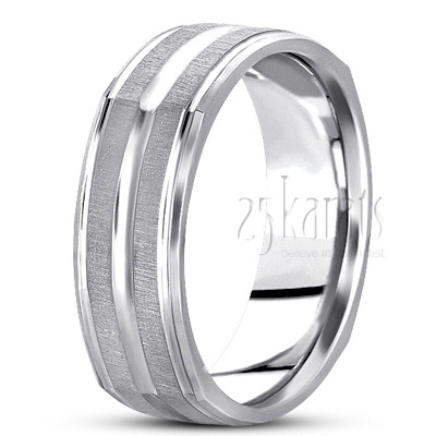 Elegant Grooved Squared Wedding Ring  - view 2