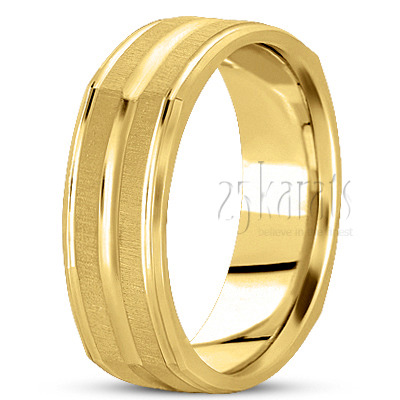 Elegant Grooved Squared Wedding Ring  - view 3