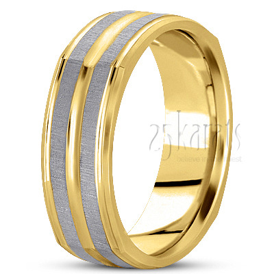 Elegant Grooved Squared Wedding Ring  - view 4