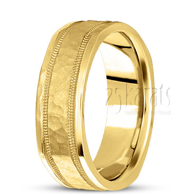 Attractive Hammered Square Wedding Band  - view 2