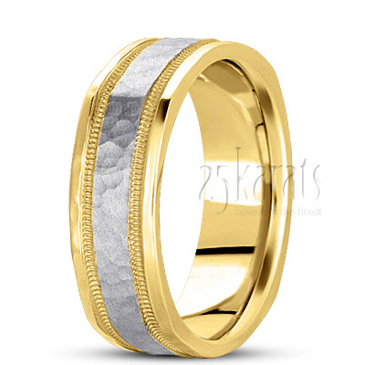 Attractive Hammered Square Wedding Band  - view 3