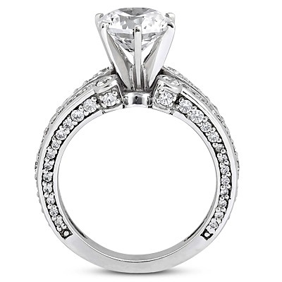 Double Band Bead Set Diamond Engagement Ring (0.65 ct.tw.) - view 2