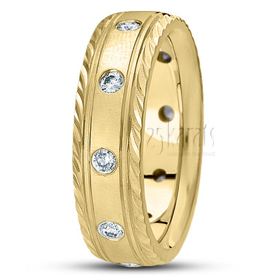 Fancy Edge Classic Diamond Wedding Band  - view 2