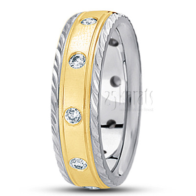 Fancy Edge Classic Diamond Wedding Band  - view 3