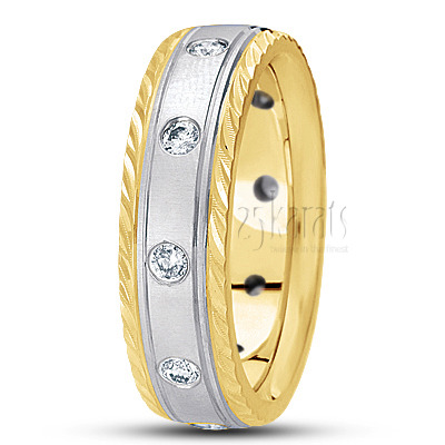 Fancy Edge Classic Diamond Wedding Band  - view 4