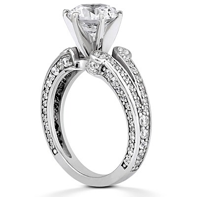 Double Band Bead Set Diamond Engagement Ring (0.65 ct.tw.) - view 3