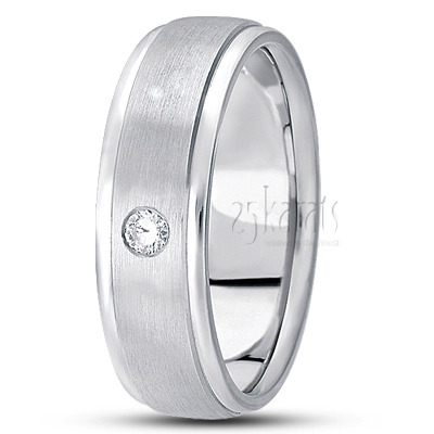 Satin Center Diamond Wedding Band  - view 2