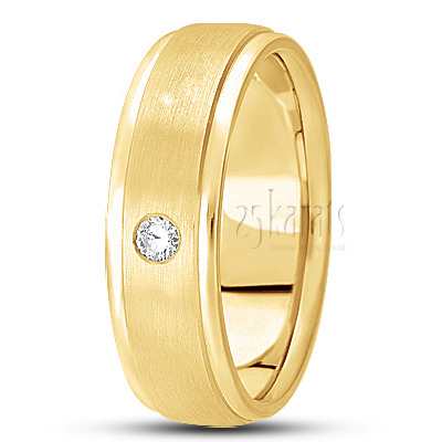 Satin Center Diamond Wedding Band  - view 3