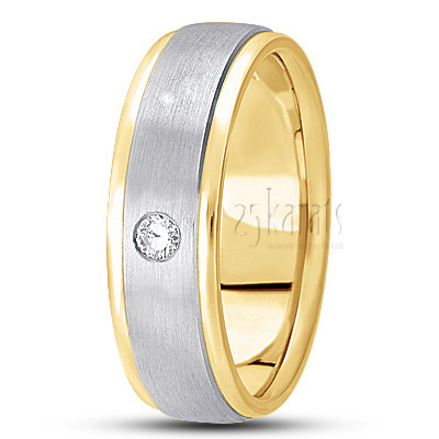 Satin Center Diamond Wedding Band  - view 4