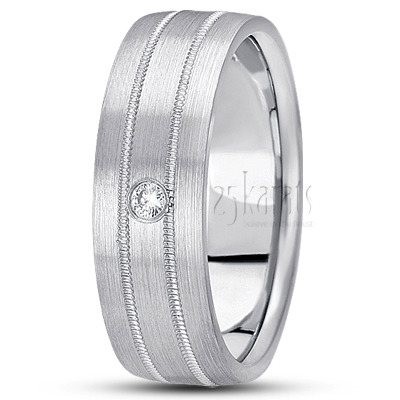 Milgrain Diamond Wedding Ring  - view 2