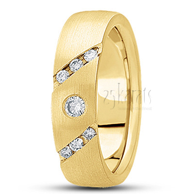 Double-Channel Set Diamond Wedding Band  - view 2