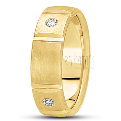 Vertical Cut Diamond Wedding Band  - view 2