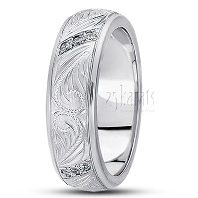 Leaf Design Diamond Wedding Ring - view 2