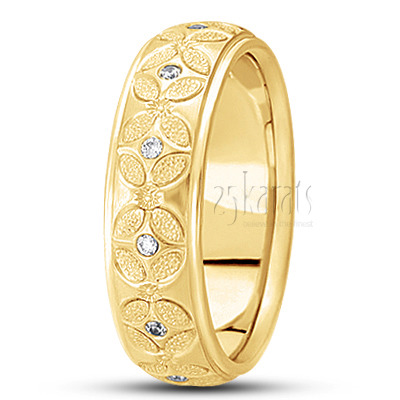 Flower Design Diamond Wedding Ring - view 2