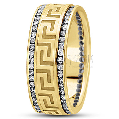 Greek Key Diamond Wedding Ring - view 2