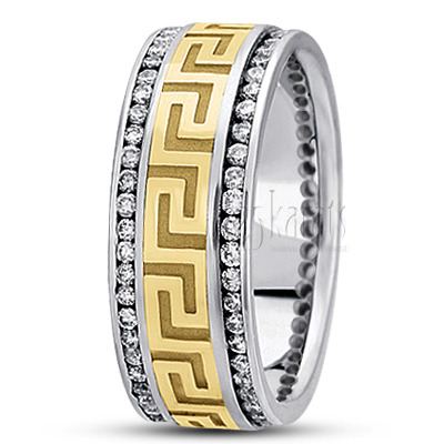 Greek Key Diamond Wedding Ring - view 3