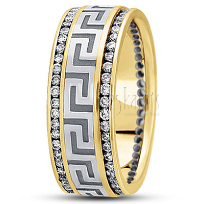 Greek Key Diamond Wedding Ring - view 4